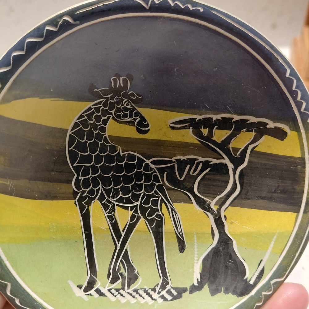 Giraffe Art Plate - Black and Yellow